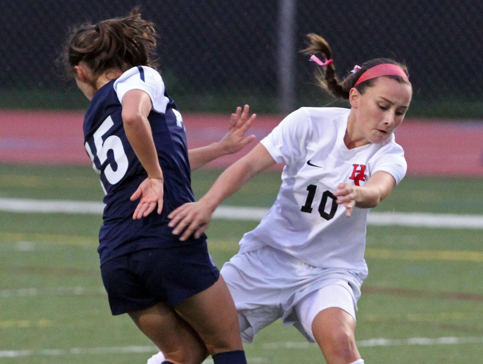 Hunterdon Central's Luciana Zullo (10) scored a goal as the Red Devils fell to Freehold Twp. in the NJSIAA Central Group IV sectional final on Thursday.