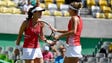 Martina Hingis talks with with Timea Bacsinszky of