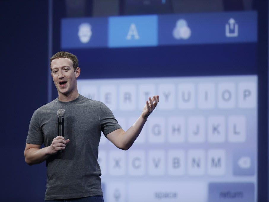 Facebook CEO Mark Zuckerberg talks about the Messenger app during Facebook's annual developer conference in March.
