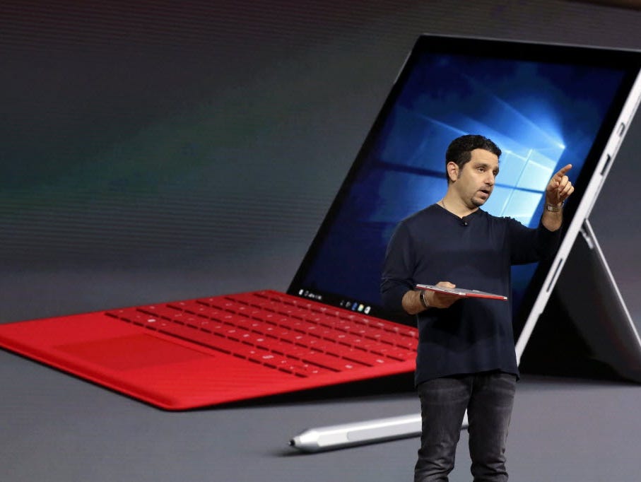Microsoft vice president for Surface Computing Panos Panay talks about the new Surface Pro 4 tablet during a presentation, in New York, Tuesday, Oct. 6, 2015. T