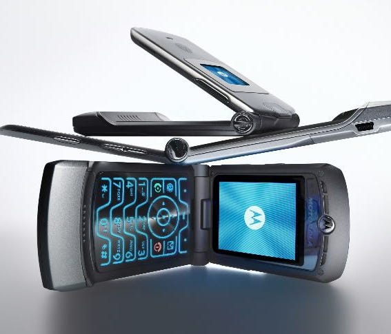 The Motorola Moto Razr V3 phone. Despite Nokia's attempt to tap nostalgia with a reboot of its iconic 3310 phone, Motorola has no plans to bring back the popular Razr design.