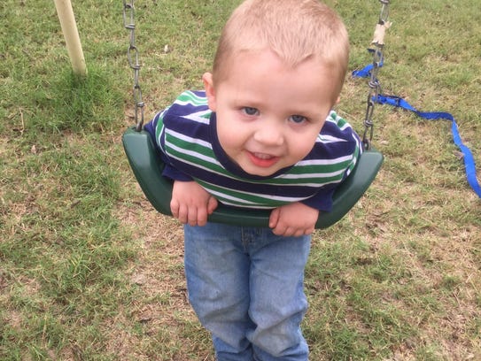 Adam Walton, 2, has high levels of lead in his blood.