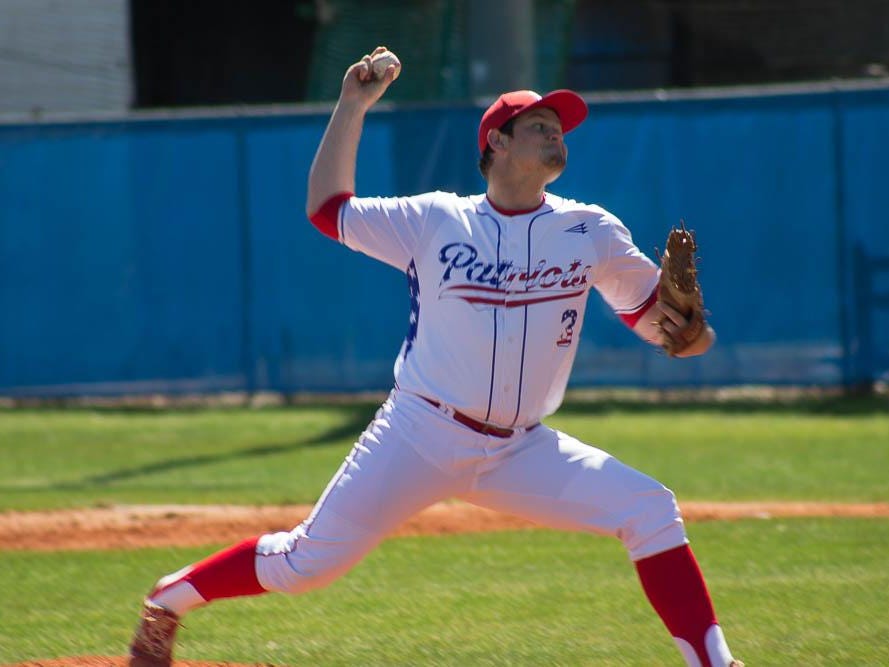 Pace’s Ashton Stephens throws a pitch throws a pitch during the Patriots’ 4-2 home loss to Tate on Saturday, April 2.