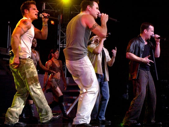 98 Degrees perform at Riverbend Music Center (L-R)