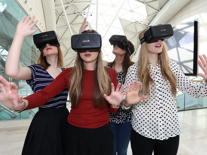 Models at a recent fashion show in London wear the Oculus Rift, the Facebook-owned VR headset whose latest iteration, dubbed Crescent Bay, was on display at the F8 developers conference in San Francisco this week.