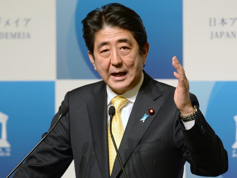 Japanese Prime Minsitrer Shinzo Abe gives a speech in Tokyo on Dec. 19.