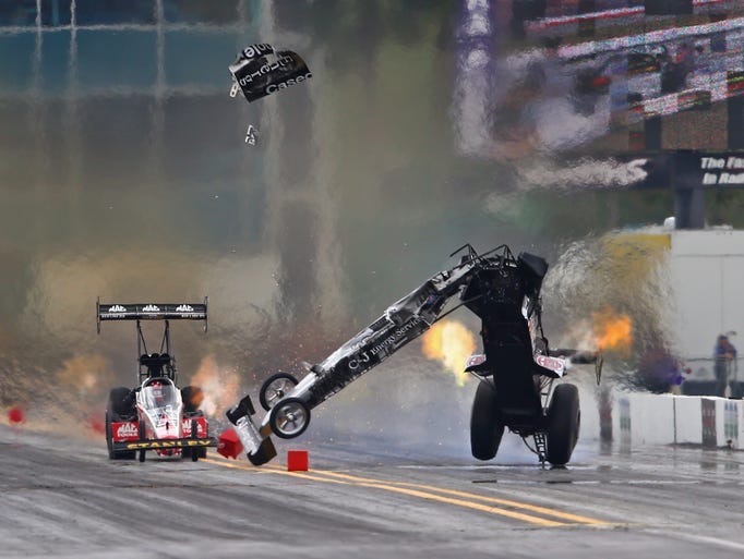 NHRA's Dixon walks away from scary crash at Gatornationals