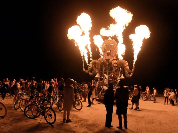 Images of Burning Man participants on the Black Rock Desert of Gerlach, Nevada  August 27, 2014.