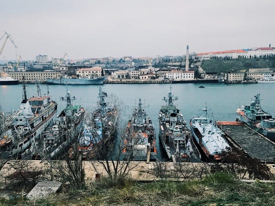 Part of Russia's Black Sea naval fleet in Crimea