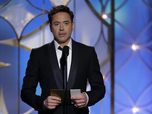 Robert Downey Jr. presents an award at Sunday's 2014 Golden Globes.