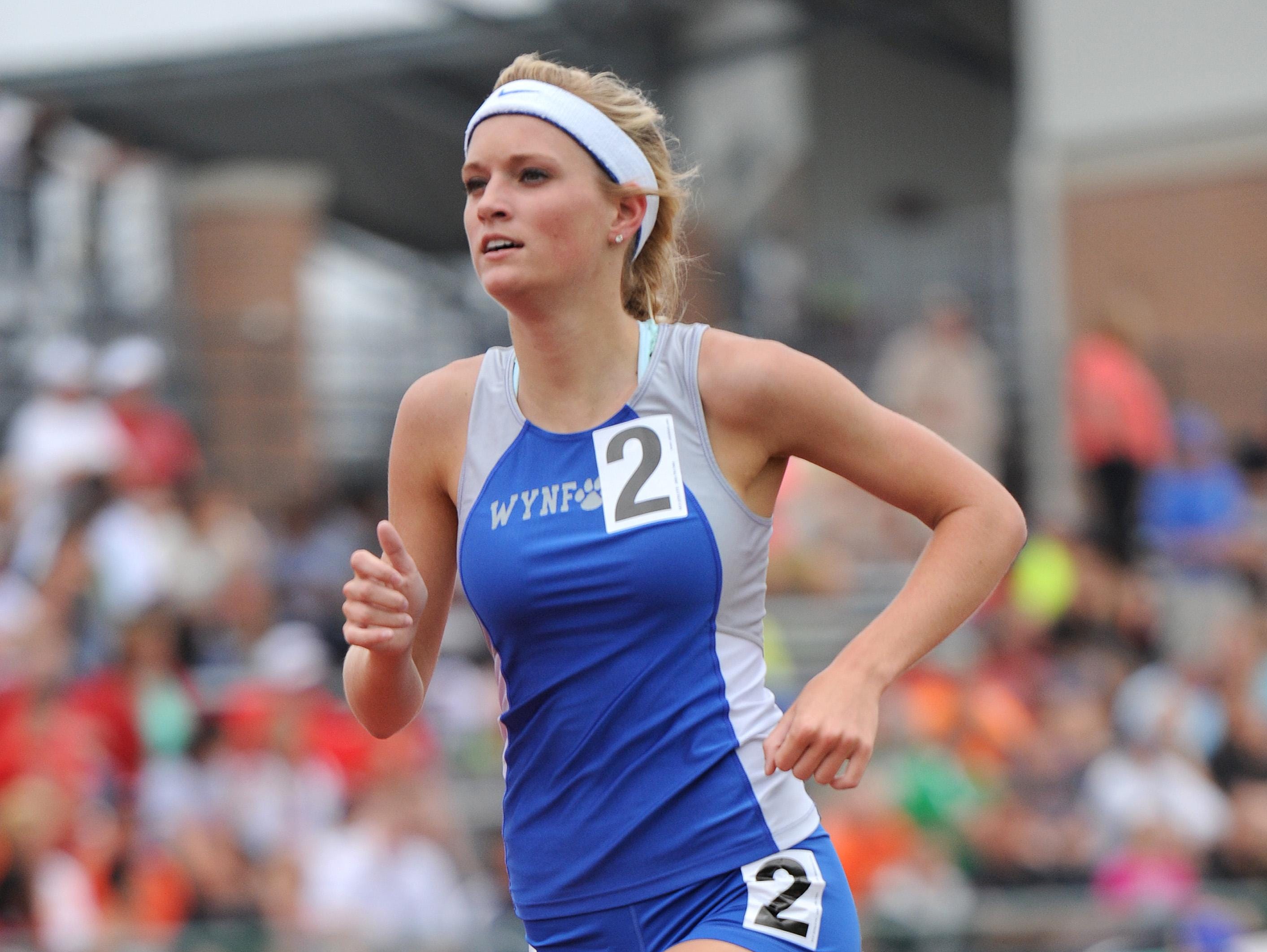 Wynford’s Ellie Richmond competes in the 1,600 meter run at the state track meet, earning a sixth-place medal.