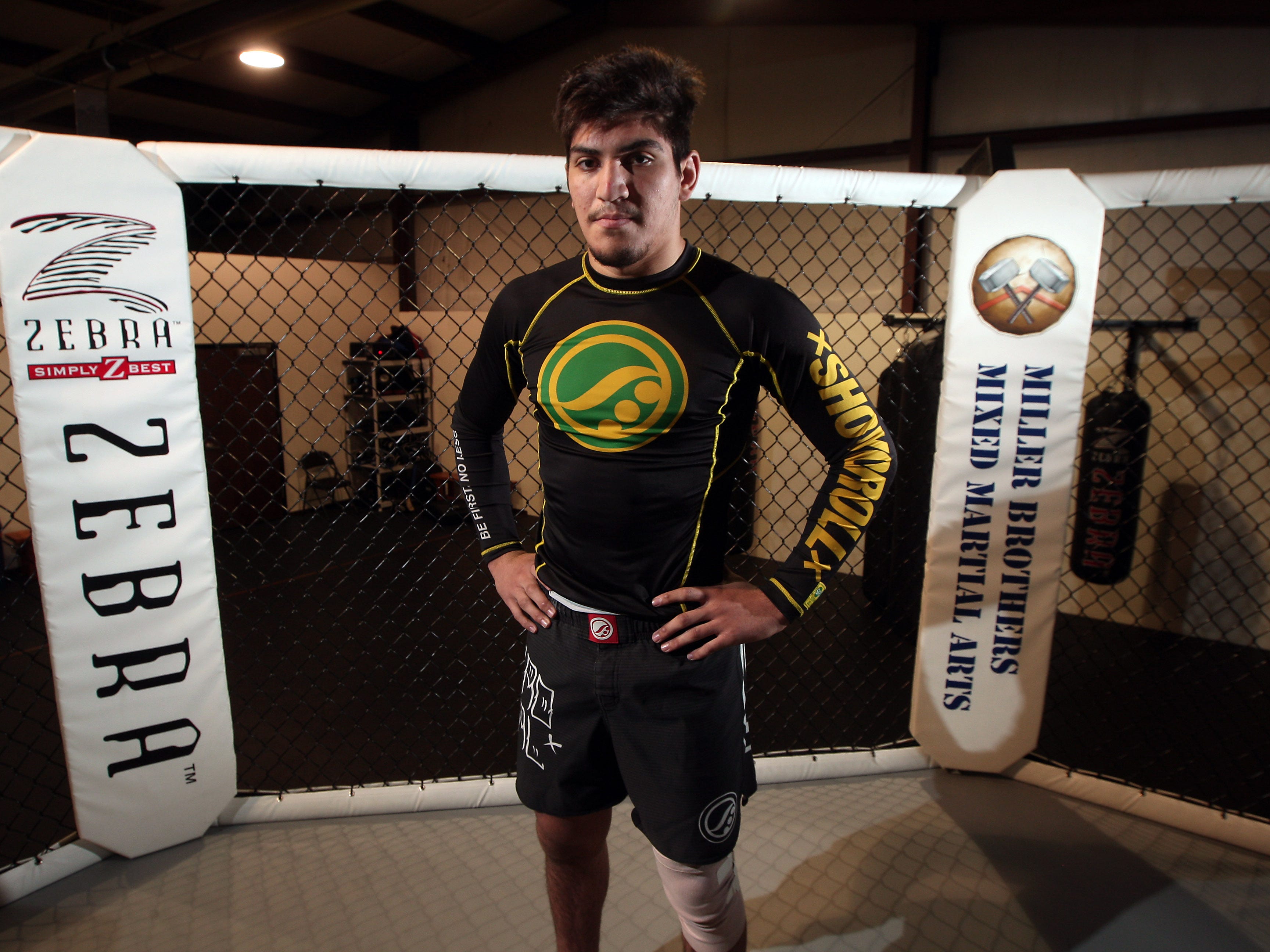 Parsippany Hills grad Dillon Danis training at Miller Brothers MMA in Sparta for his first major event, Metamoris, a Brazilian jiu-jitsu competition in Los Angeles where athletes compete in 20 minute, submission-only matches. May 1, 2015. Sparta, N.J. Bob Karp/Staff Photographer.