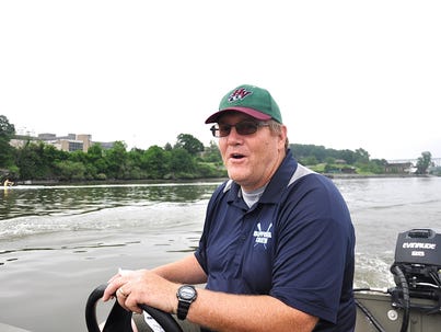 Suffern coach Craig Jacoby on the Hudson River in Poughkeepsie..