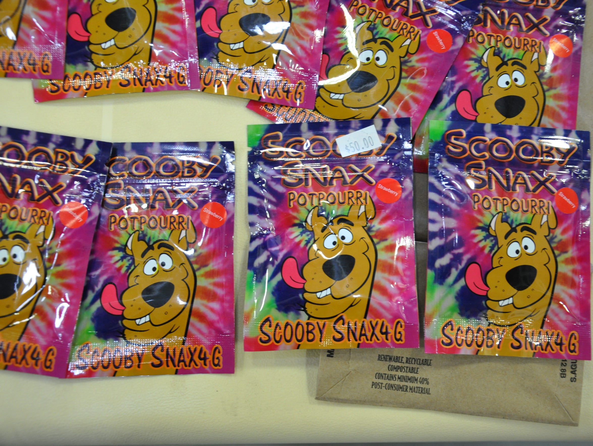 Packets advertising Scooby Snax contain the drug spice.