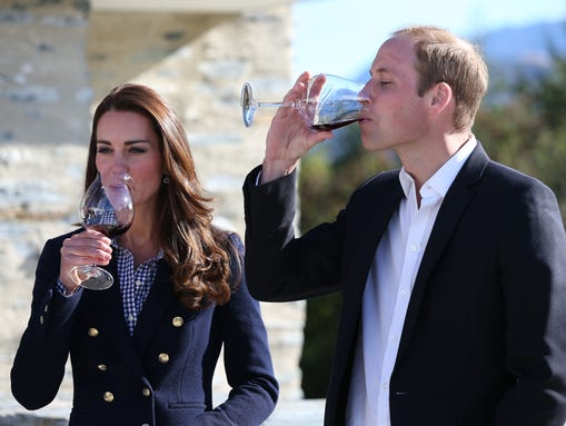 Prince William and Kate also sampled wine during a