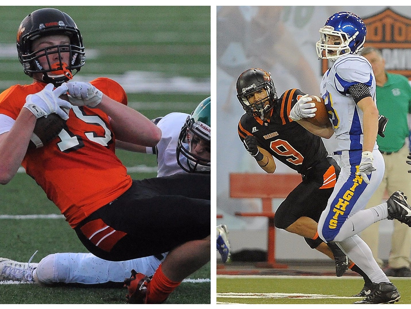 Washington's Ty Smith (left) committed early to play football at the University of Sioux Falls. Jack Peery (right) will head to USD in Vermillion.