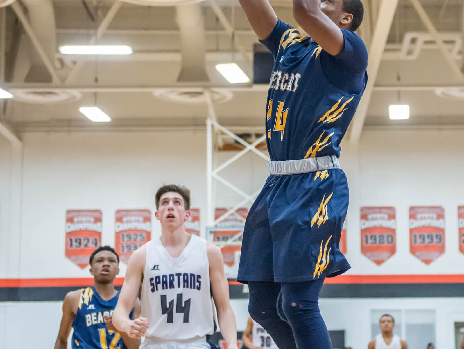 Battle Creek Central's Cyntell Williams (24) goes for the layup against Lakeview Wednesday night.