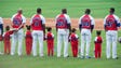 Cuban national team players and kids during the playing