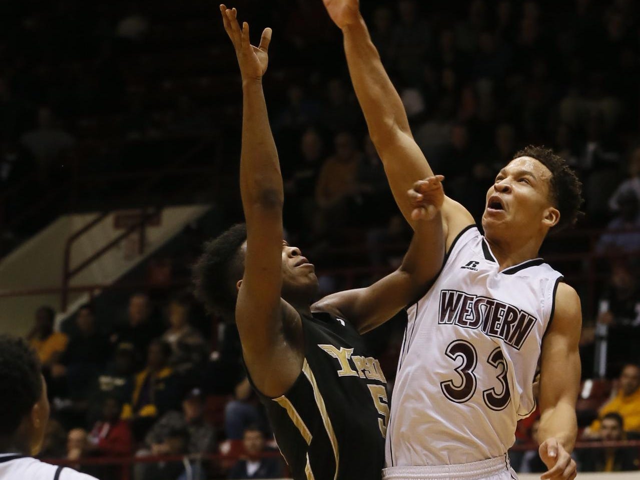 Ypsilanti’s Corey Allen puts up a shot during last year’s Class A quarterfinals at Calihan Hall.