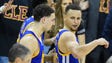 Golden State Warriors guard Stephen Curry (30) reacts