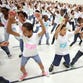 School children in Durham, N.C., take part in the "Let's Move! Flash Workout" in support of first lady Michelle Obama's initiative to fight childhood obesity.