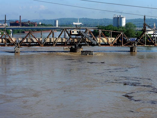 The rising Cumberland River gets closer to the railroad’s
