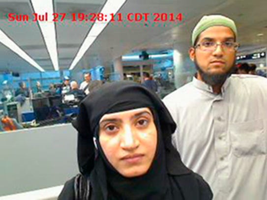 Tashfeen Malik, left, and Syed Farook are seen in this