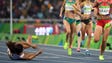 Sofia Ennaoui (POL) falls during the women's 1500m