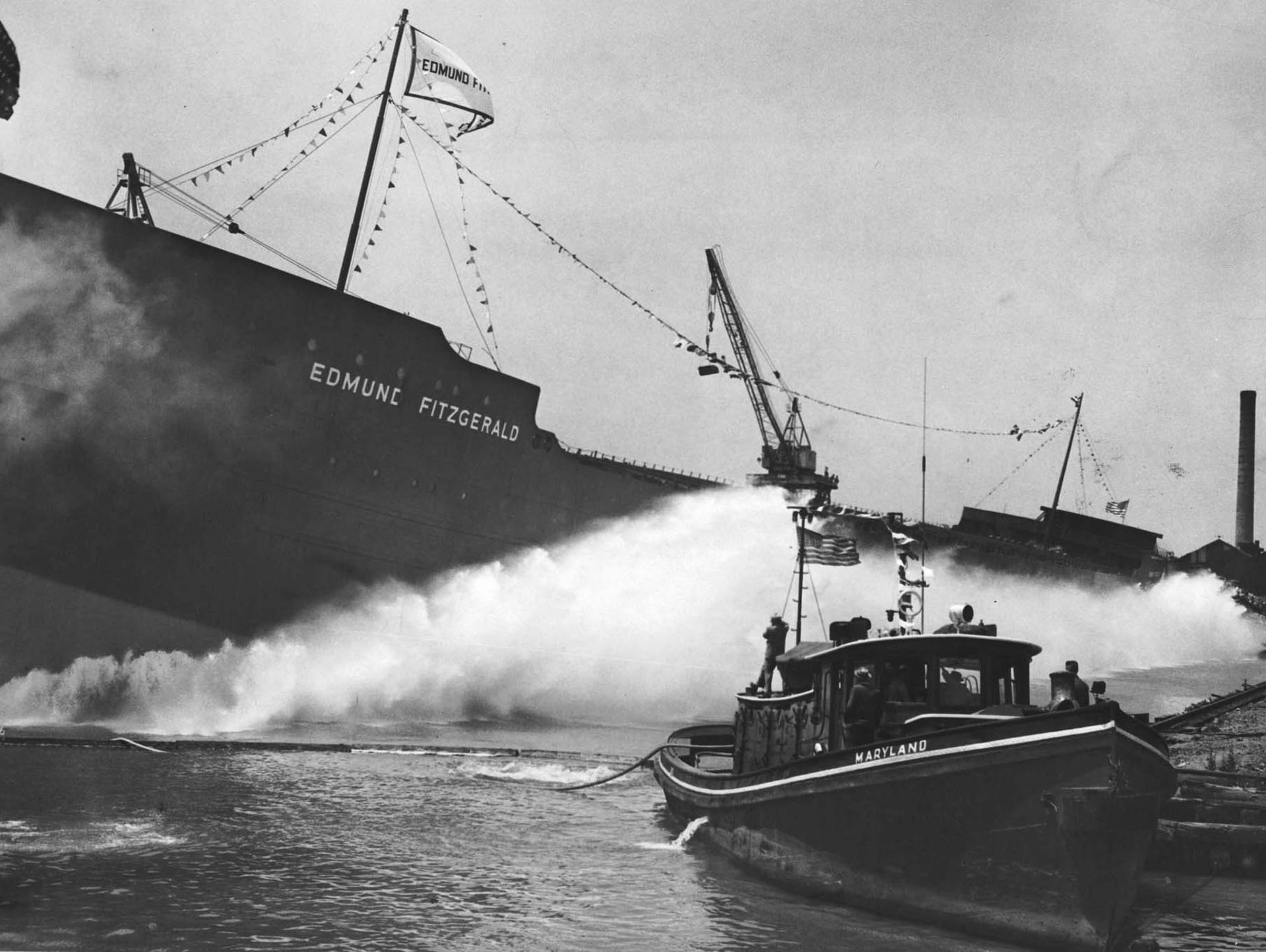 The SS Edmund Fitzgerald is launched in River Rouge