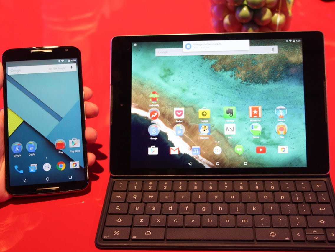 The new Nexus 6 phone and Nexus 9 tablet.
