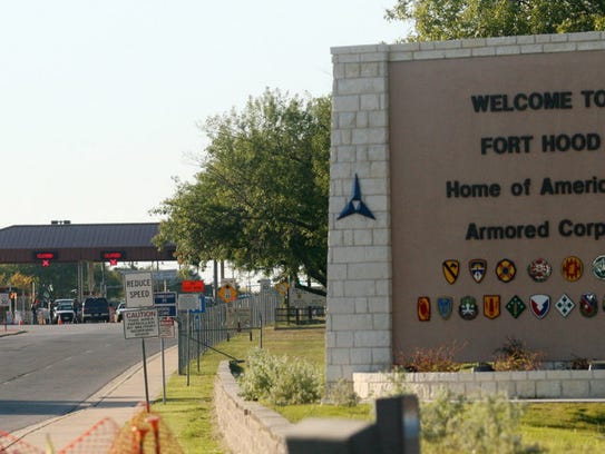 Entrance to Fort Hood Army Base in Fort Hood, Texas.