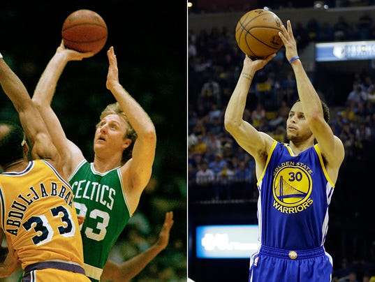 Nobody, Not Even Steph Curry, Shoots Like Larry Bird 635693773433581853-BirdCurry