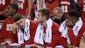 The Wisconsin Badgers bench reacts late in the second
