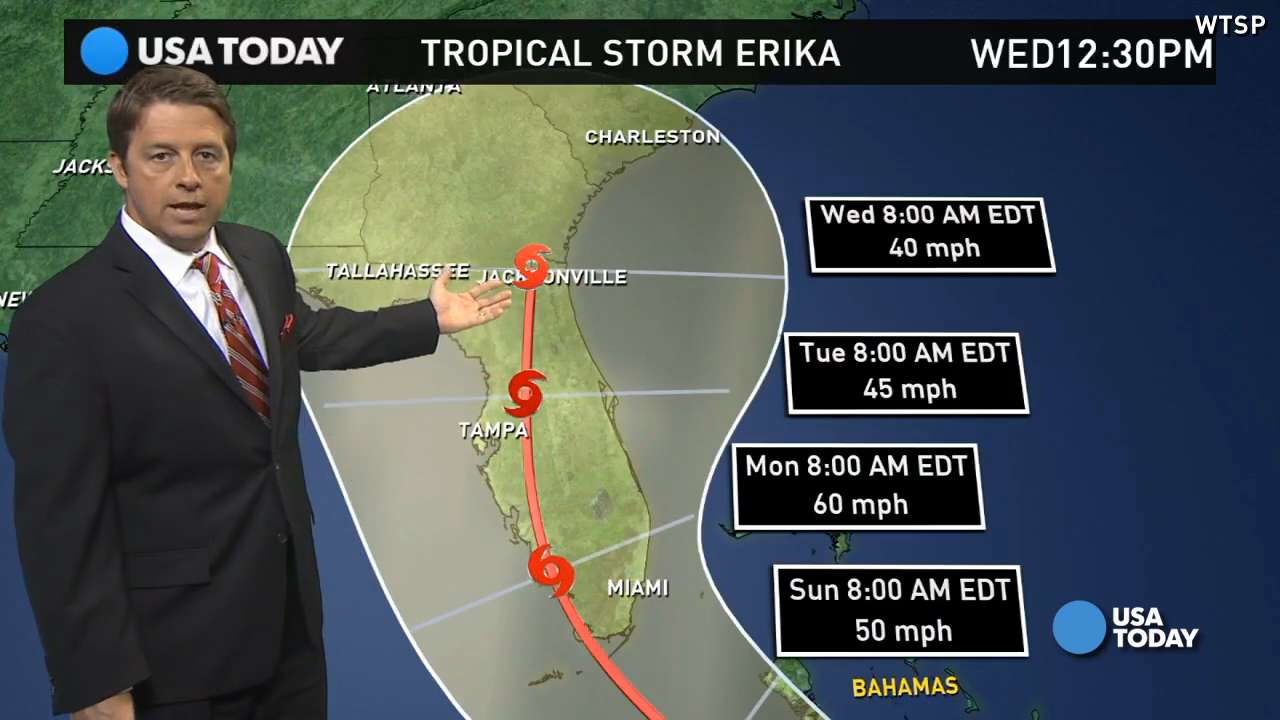 State of emergency in Florida as Tropical Storm Erika nears