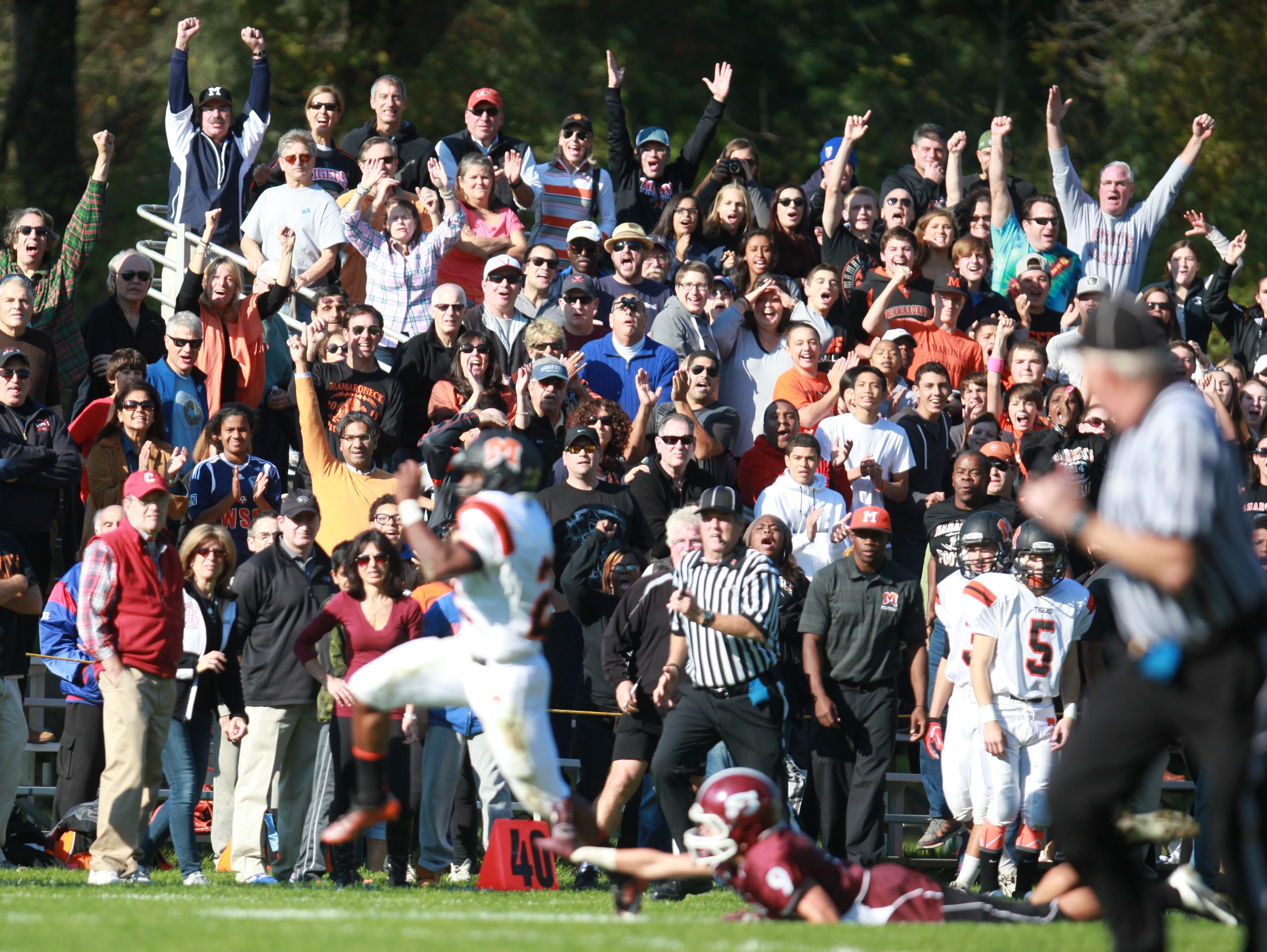 Mamaroneck plays Scarsdale during the Class AA quarterfinal football game at Scarsdale High School on Oct. 25, 2014. Mamaroneck defeated Scarsdale 45-20.
