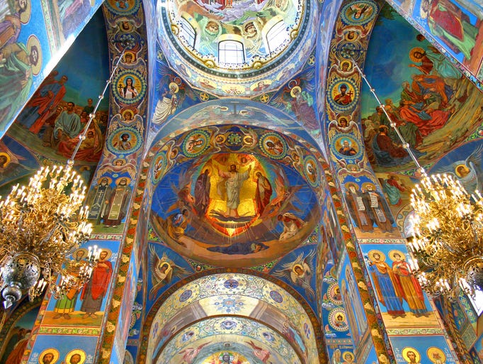 The church's interior is no less                                                           colorful,