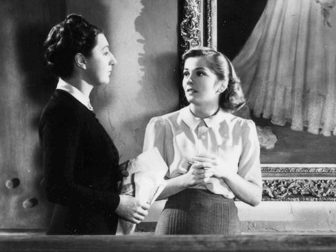 Judith Anderson and Joan Fontaine in Hitchcock's 'Rebecca.'