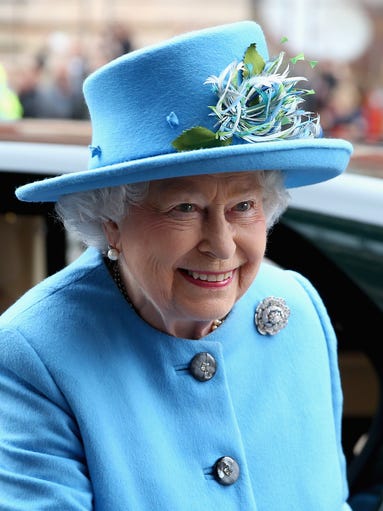 Queen Elizabeth II arrives to visit the 'Information