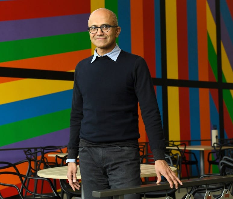 Satya Nadella, 49, took over for Microsoft CEO Steve Ballmer three years ago this month. He has successfully remade the company culture, but now must deliver on some big bets ranging from a LinkedIn acquisition to HoloLens mixed reality technology.
