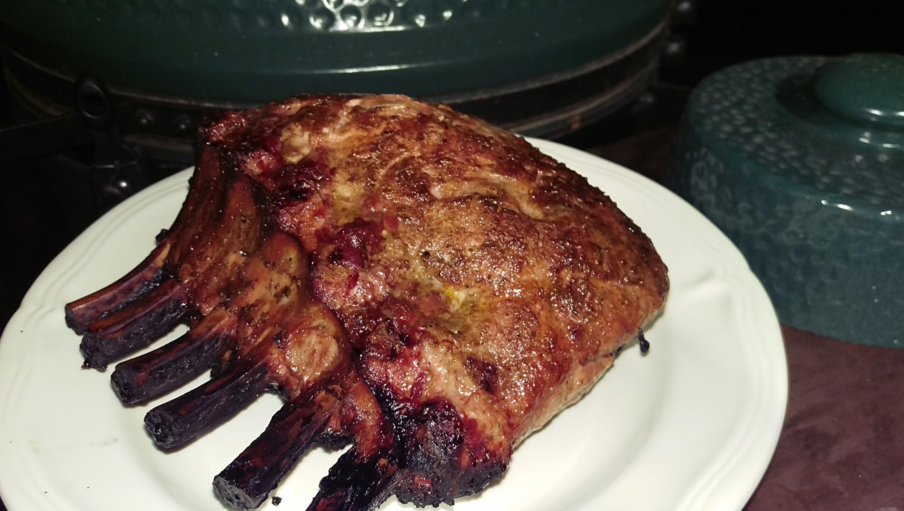 FrenchCut rack of pork on the grill