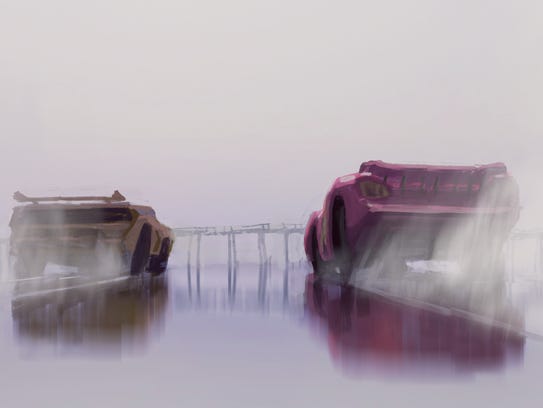 A reveal of 'Cars 3' concept art featuring Cruz Ramirez