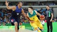 Australia point guard Matthew Dellavedova (8) drives