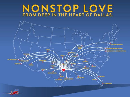 southwest dallas field routes announces map airlines route usa