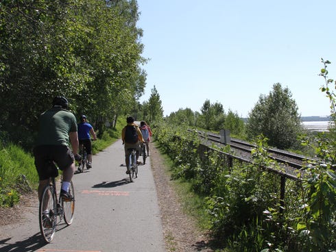The Tony Knowles Coastal Trail in downtown, Anchorage, Alaska.