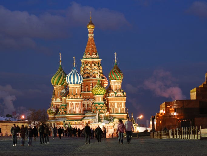 Located in Moscow's Red Square, the                                                           brightly