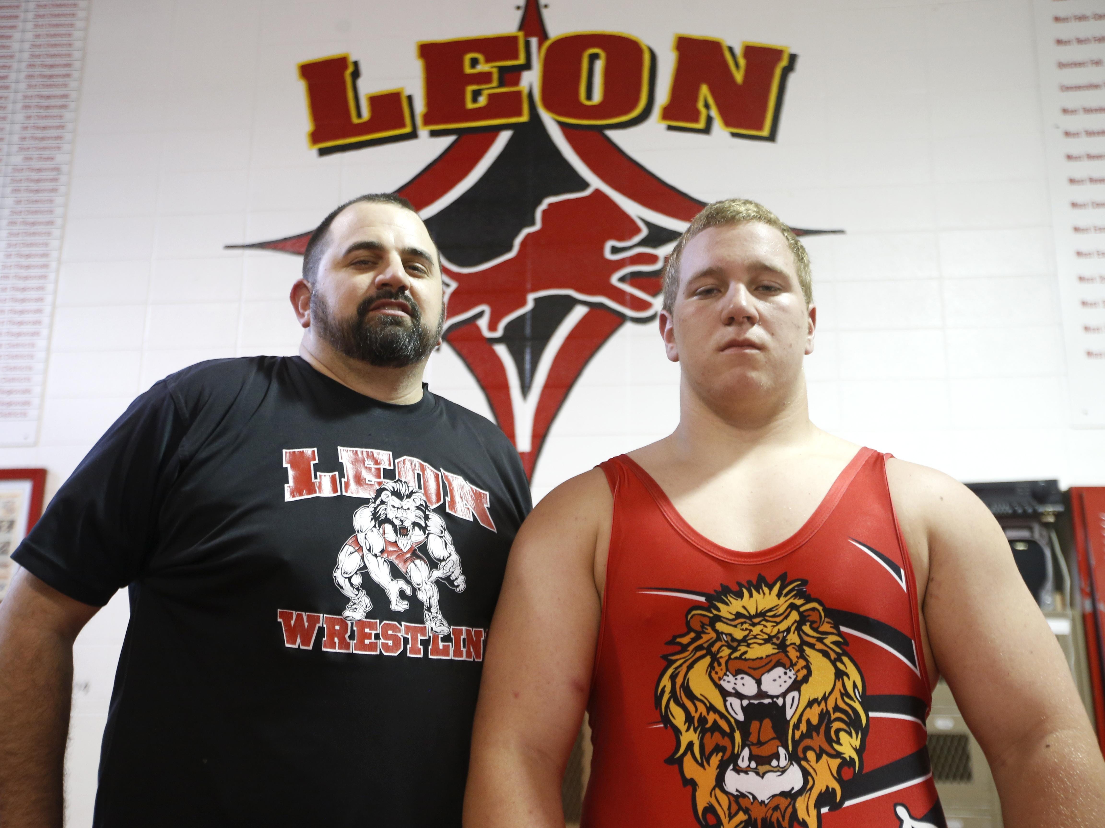 Joe Rondone/Democrat Leon’s Gabe Beyer, right, was named All-Big Bend Wrestler of the Year, while Leon’s Chuck Ringel was named Coach of the Year. See complete All-Big Bend Wrestling team on Page 3D. Wrestler of the Year Gabe Beyer with his coach at Leon High School, Coach of the Year Chuck Ringel.