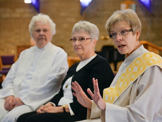 Ruth Lindstedt, right, who will be ordained April 10,
