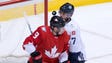 Team Canada forward Matt Duchene (9) deflects a puck