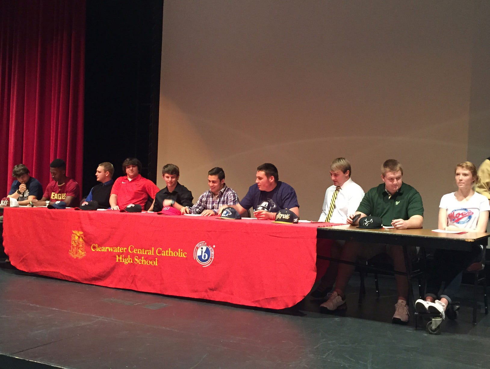 It was a busy day at Clearwater Central Catholic Wednesday as the school had 10 players make their collegiate decision on National Signing Day.