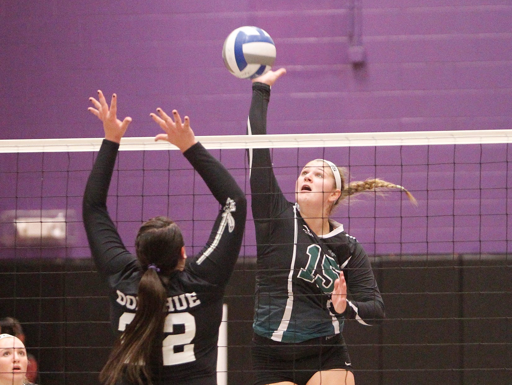 Yorktown defeated John Jay 3-0 in the class A semifinal volleyball game at John Jay High School in Cross River on Wednesday, Nov. 4, 2015.